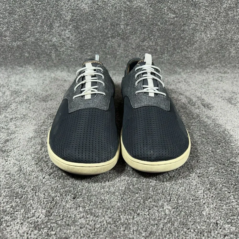 OluKai Nohea Moku Mens Size 10.5 Gray Black No Tie Boat Beach Slip On Shoes Used